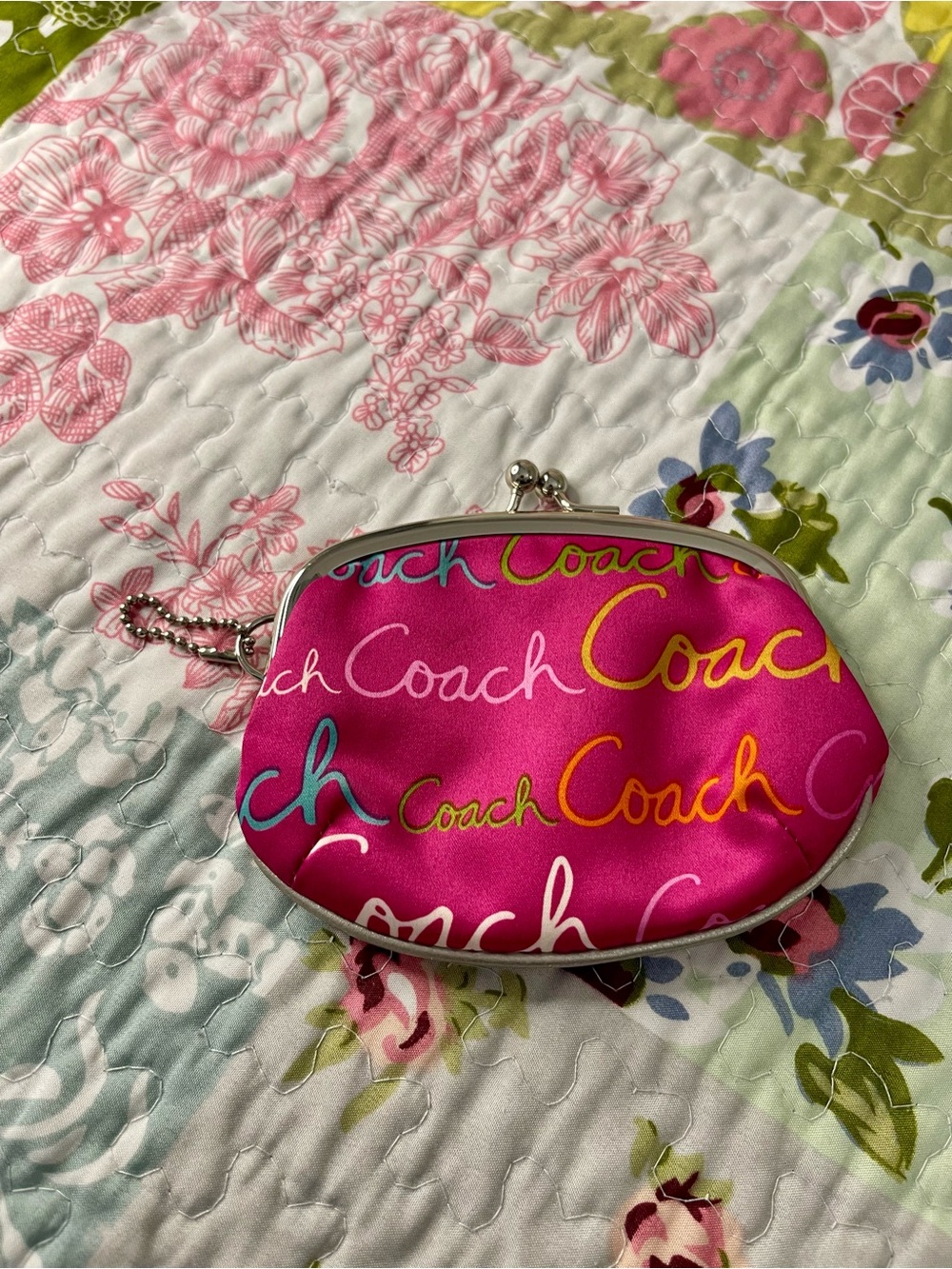 vintage coach pink poppy kisslock coin purse